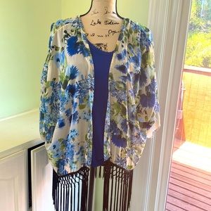 Fringed Floral Kimono